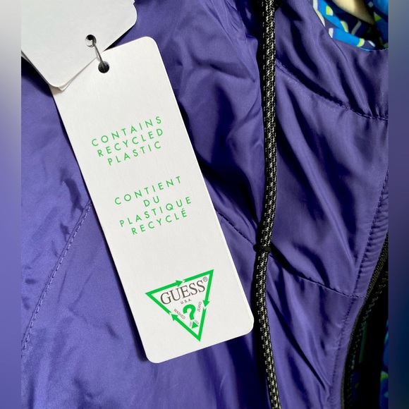 GUESS Eco Elvis ! Reversible ! Logo-Print Puffer Jacket Hooded โจ Size S | logo - Picture 6 of 16